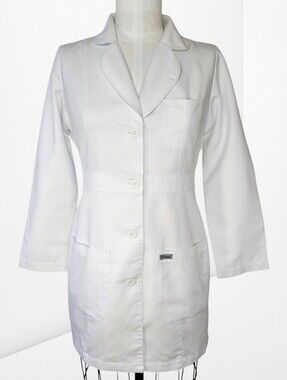 Grey's Anatomy Size S Lab Coat Barco Uniforms White Belted 3 Pockets Collar Mid